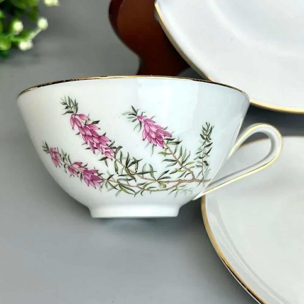 Hutschenreuther Heather White Collection Tea Cup Saucer Desert Plate Bavaria